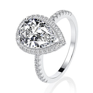 Engagement Ring Pear Shape 925 Sterling Silver 7 Carat Cubic Zirconia