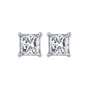 Square Princess Cut Diamond Total 1 ct D Color Moissanite Stud Earrings