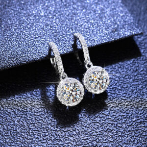 925 Silver Original 18k White Gold Plated Total 2 Carat Excellent Moissanite Diamond