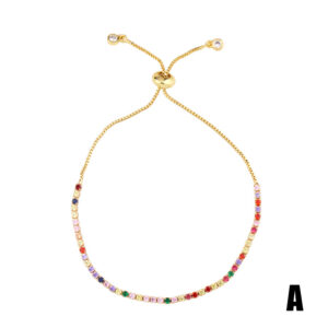 Delicate Jewelry Colored Gold Plated Rainbow Cubic Zirconia Rhinestone Bracelet