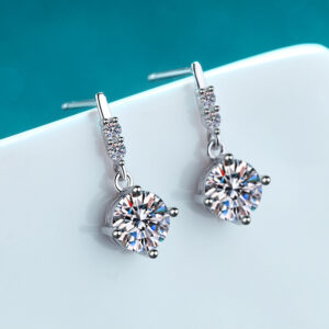 Round Cut Total 1-2 Carat Excellent Cut Diamond Test Passed High Quality Moissanite Drop Earrings