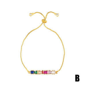 New Arrival Delicate Jewelry Colored Gold Plated Rainbow Cubic Zirconia Rhinestone Bracelet (Copy)