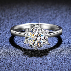 1 Carat D Color Moissanite Romantic Snowflake Shape Ring Brilliant Cut