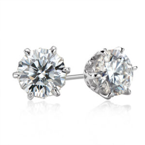 Round cut 4 prong Moissanite stone stud 925 Sterling Silver diamond earrings