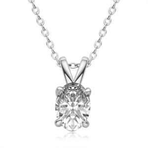 1 Carat Oval Moissanite Diamond 925 Sterling Silver Choker Pendant Necklace