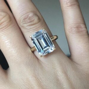 Sterling Silver 925 Classic Engagement Ring Emerald Cut Diamond