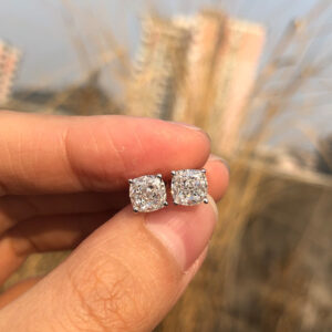 925 sterling silver lab created high carbon solitaire 6*6mm diamond Stud earrings