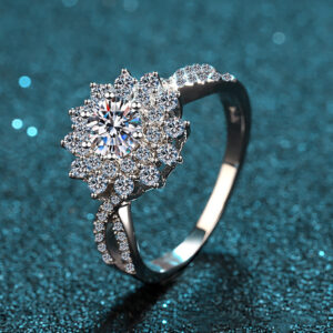 0.5 Carat Excellent Cut Diamond Test Past Sparkling Moissanite Snowflake Ring