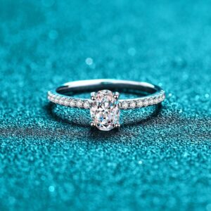 Classic Silver 925 Original 1 ct Excellent Cut Diamond D Color Oval Moissanite Wedding Ring