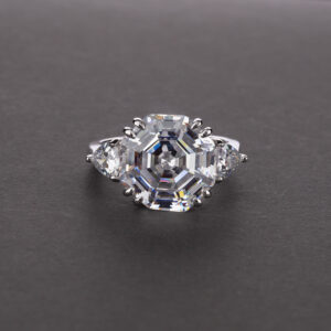EUROPE 925 Sterling Silver Big Square AAAAA Cubic Zirconia Main Stone Ring