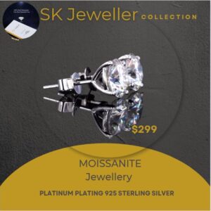 Classic Brilliant Cutting Moissanite Stone Platinum Plated 4prong 925 Sterling silver stud diamond earrings