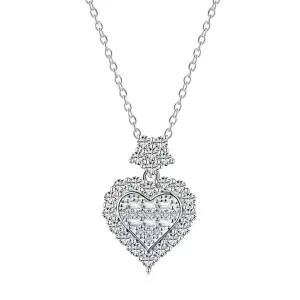 Cubic Zirconia 925 Sterling Silver Heart Shape Necklaces